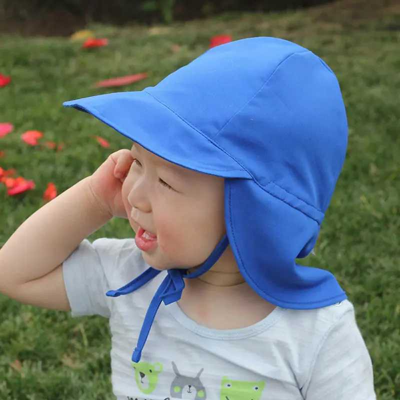 Quick drying childrens bucket hat suitable for children aged 3 months to 5 years old wide brown beach UV protection outdoor basic sun hatW240713