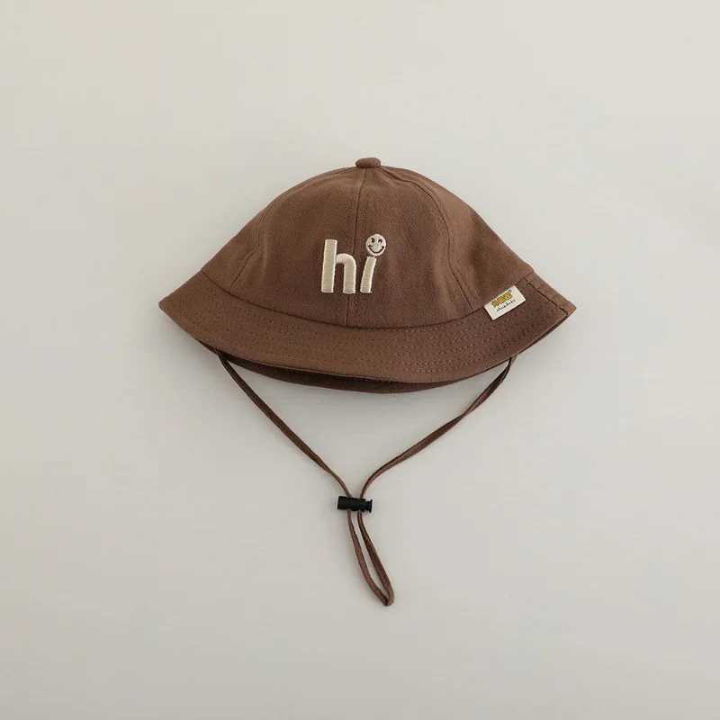 Baby Summer Girl Hat Beach Sun Travel Boy Fisherman Embroidered Letter Hat Outdoor Children Bucket Cotton PreschoolW240713