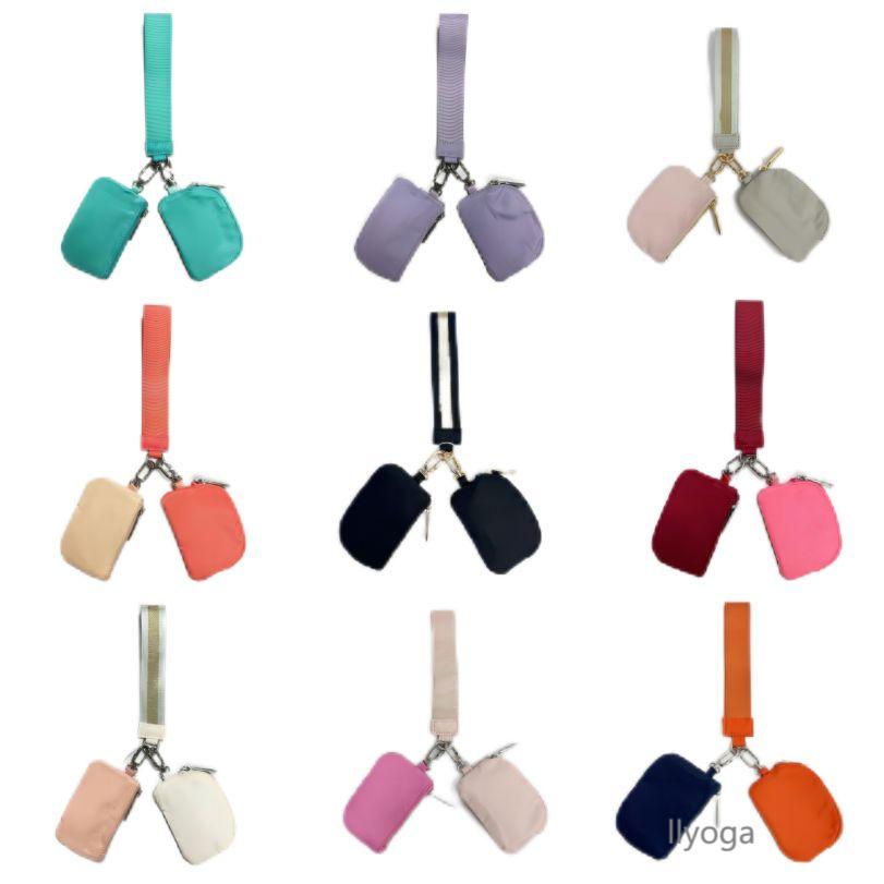 Yoga wristlet clutch bag keychain wallet yoga bag gym bag mini Designer purse with detachable zipper wrap around wrist guard wallet portable coin bag pink pocket bag