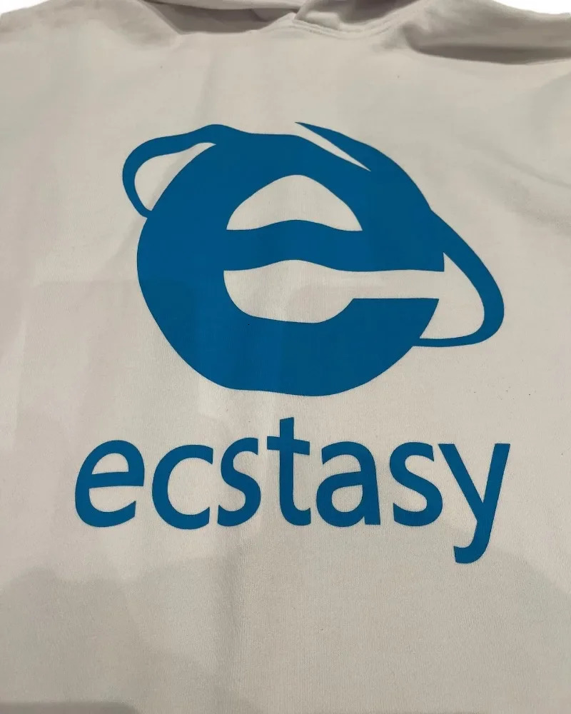 Y2K men clothing Hoodie Harajuku high quality Ecstasy embroidery Letter Graphic Print streetwear oversized sweatshirt top 240711