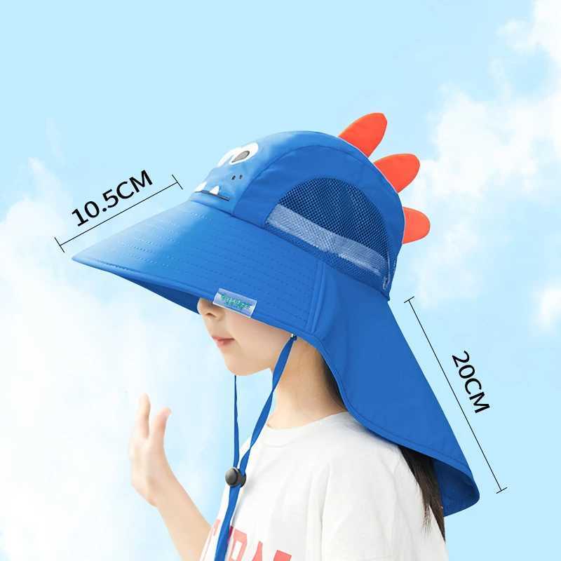 Childrens summer bucket hat UV protection outdoor beach sun hat boys and girls flip adjustable wide eaves hatW240713