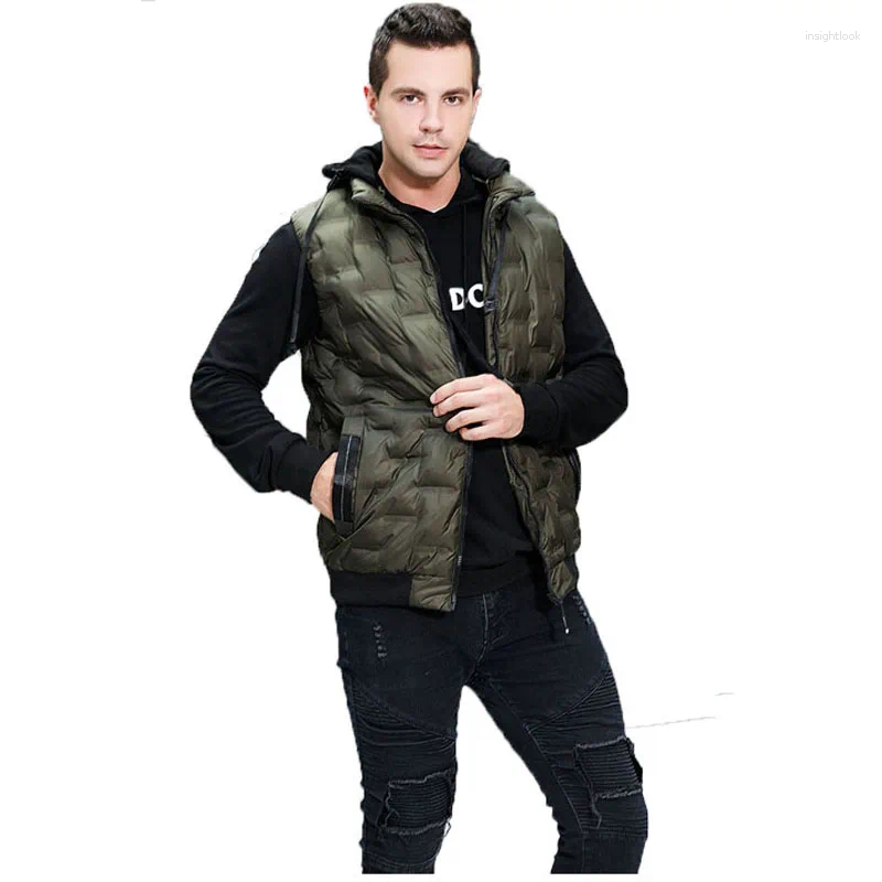 Men's Jackets 2024 Man Vest Jacket Winter High Quality Waistcoat Casual Sleeveless Hooded Coat Asian Size