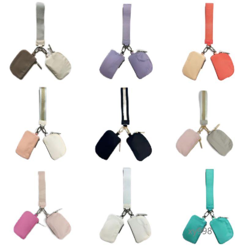 Yoga bag wristlet clutch bag dual pouch keychain wallet gym bag designer mini purse with detachable zipper wrap around wrist guard wallet portable coin pocket bag