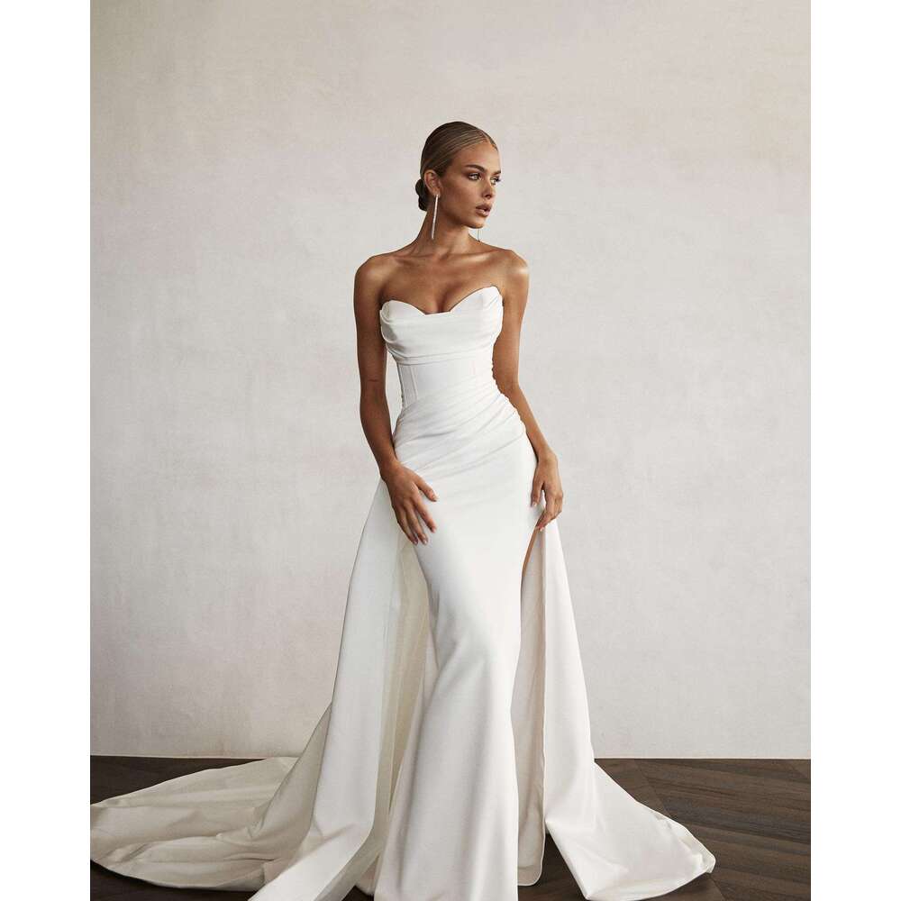 Modern Mermaid Front Slit Sweep Train Wedding Gowns Sweetheart Bridal Dresses Boho Women Custom Made