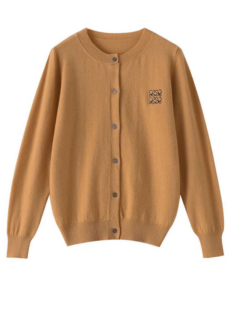 Womens Sweaters ADDONEE womens Oneck cardigan pre cut long sleeved sweater suitable for spring and autumn 100 Merino wool knitted fabric popular fabri