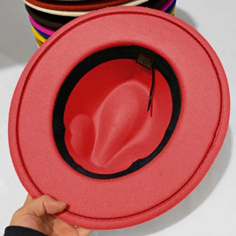 Childrens Fe Hat Solid Childrens Jazz Hat Classic Wide Edge Panama Top Hat Boys and Girls Imitate Wool Wide Edge Felt HatW240713