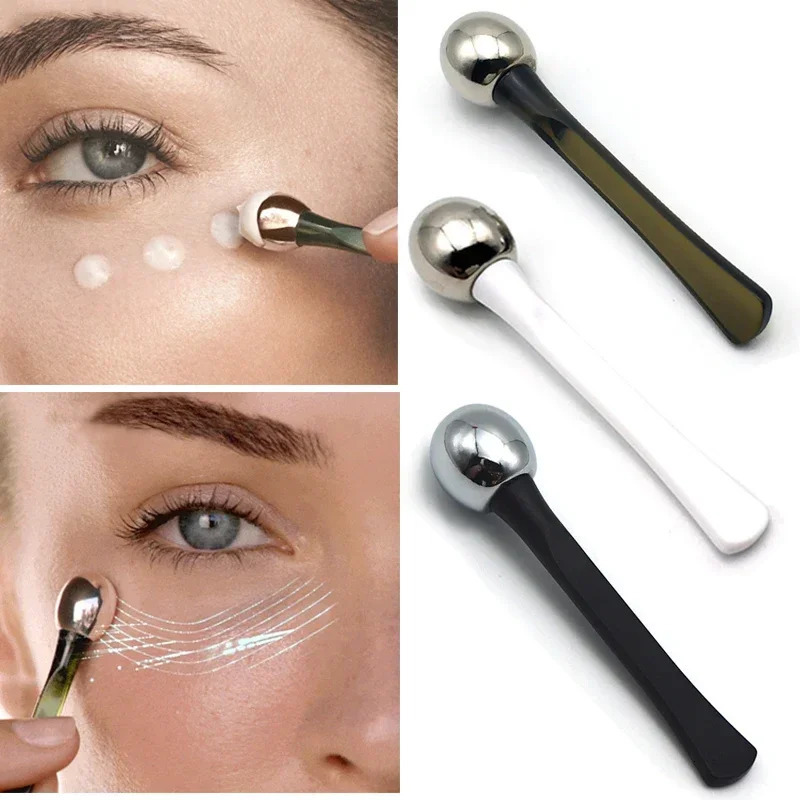 Eye shadow massage roller eye cream stick sticker cosmetic spatula anti black circle face spoon gold alloy face massager 240713