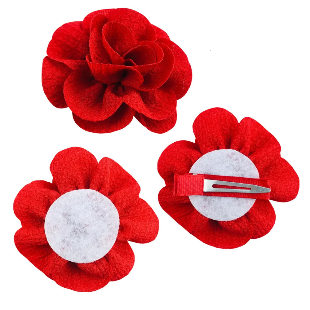 100PCS Wholesale 7CM 10CM Chiffon Ruffled Fabric Flowers Handmade Girls Hair Clips DIY Birthday Party Decorations Bridal Shower 240709