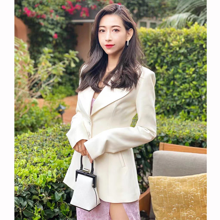 338 # Guan Xiaotong's Same Style Suit Skirt Top with Two Buttons, 2021 Autumn and Winter New French Women's Clothing Waist Sexy Oversize Dre