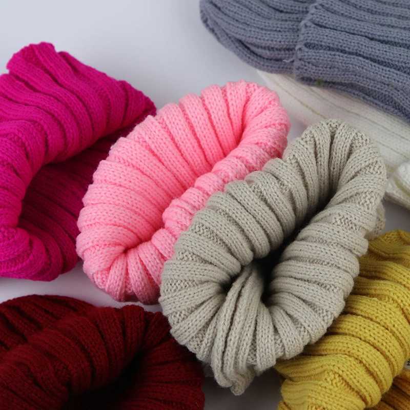 Autumn and winter crochet baby hat solid color for girls and boys warm knit childrens hatW240713