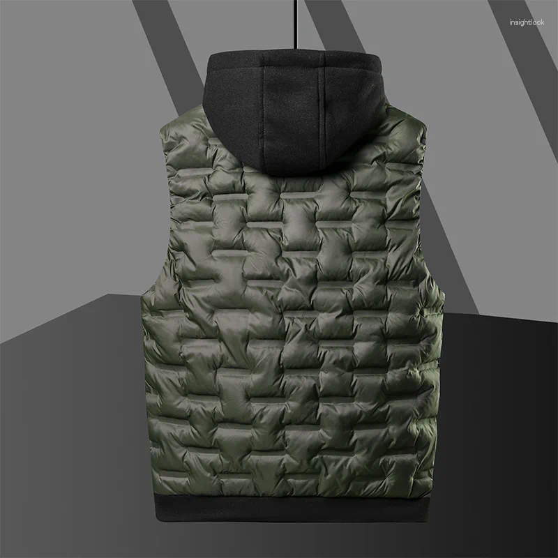 Men's Jackets 2024 Man Vest Jacket Winter High Quality Waistcoat Casual Sleeveless Hooded Coat Asian Size