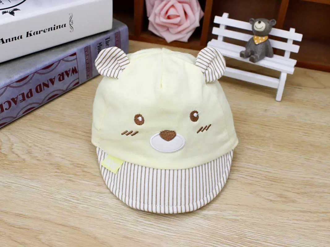 2018 New 4-Color Newborn Baby Boys and Girls Baseball Hat Neutral Bear Striped Hat Cute Bear Ear HatW240713