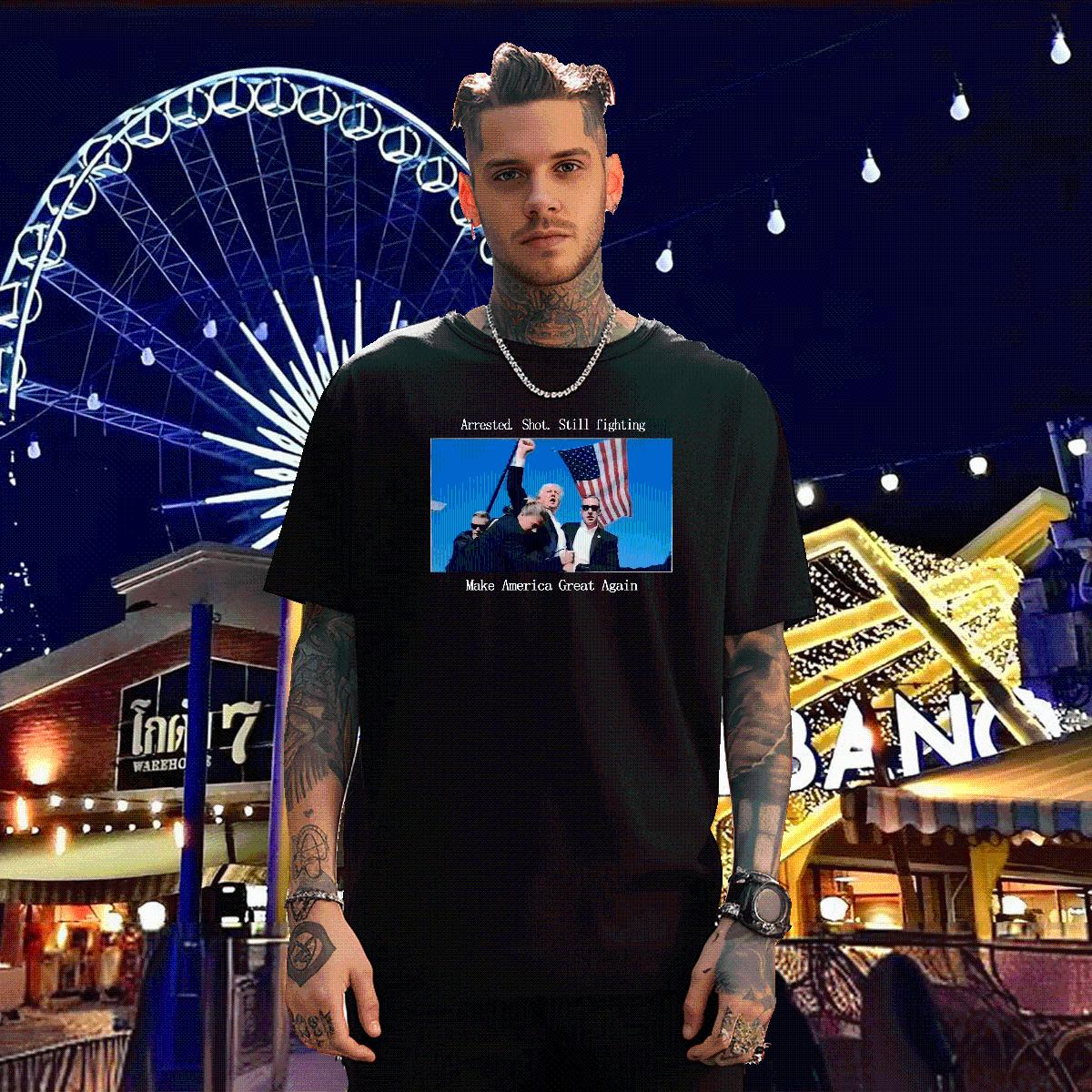 DIY T-Shirts Make America Great Again 230g Cotton Black Oversized Mens Tshirts Summer Casual Short sleeve Cotton Soft Popular Clothes