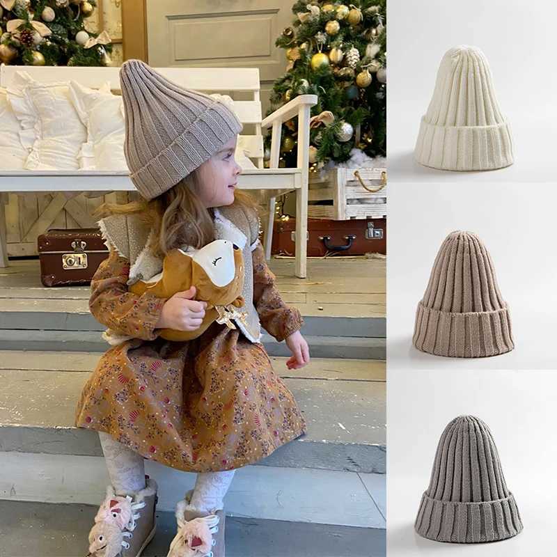 Autumn and winter crochet baby hat solid color for girls and boys warm knit childrens hatW240713