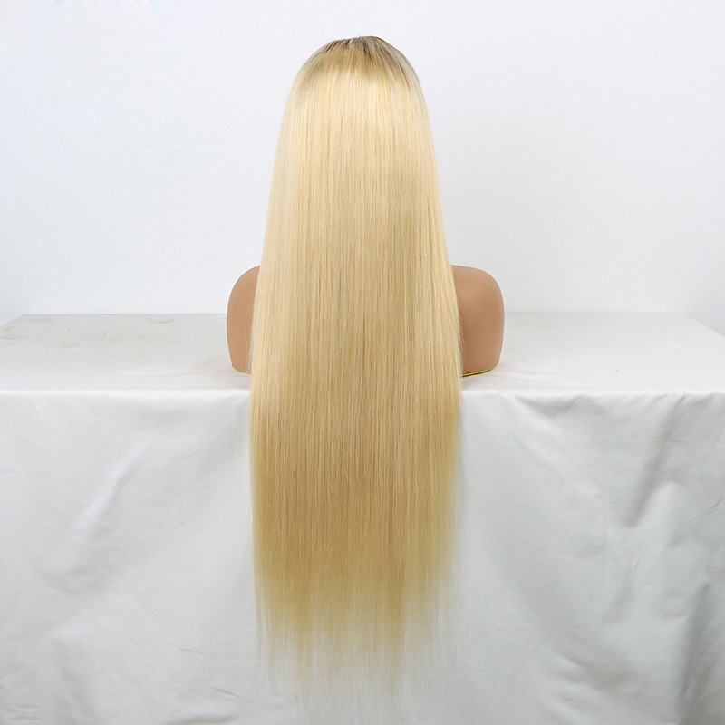 Brazilian Malaysian Indian 100% Human Hair 13X4 Lace Front Wig T4B/613 Color Straight Ombre Color 150% Density 10-32inch