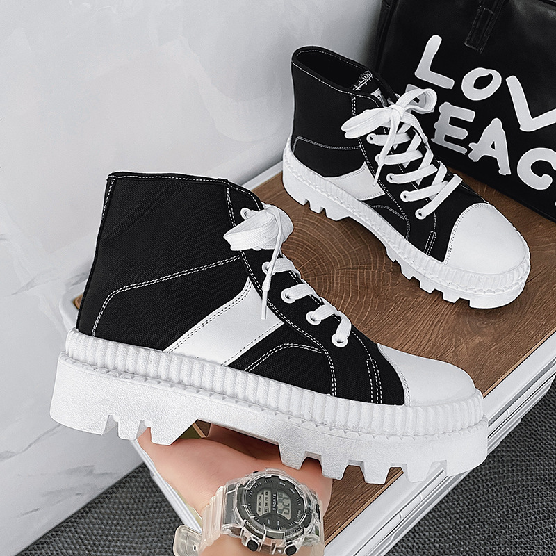 designer shoes in black white 2024 Fashion New Bottom Comfortable and Durable Explosive Thick Heel Anti slip workwear Shoe Leather High Top Martin Boo