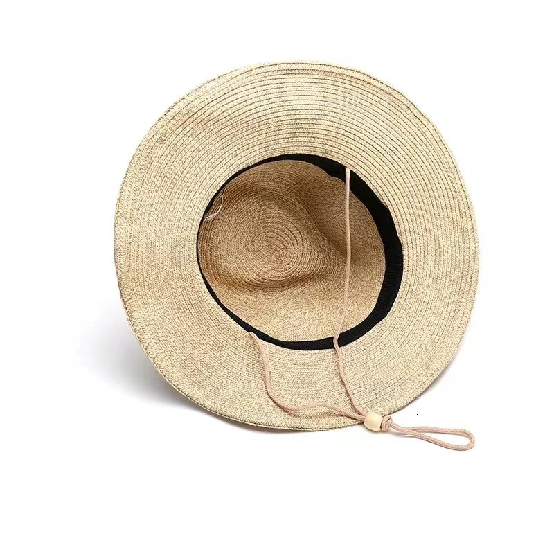 Big Head xxxxl 62cm Straw Hat Men Hollow Out Summer Outdoor Sun Panama Beach Windproof Rope Large Hats 240709