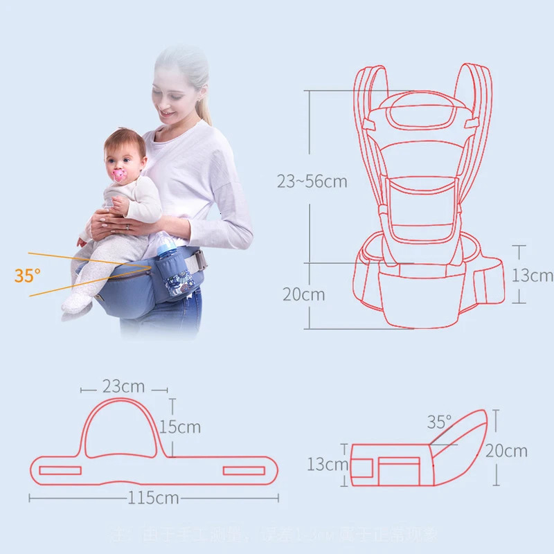 048M Ergonomic Baby Backpack Infant Hipseat Front Facing Kangaroo Wrap Sling Travel 240710