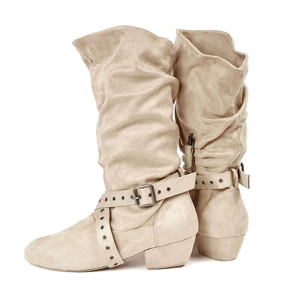 Jouncing Line Latest Lace Up Women Long Beige Girls Salsa Latin Jazz Dancing Western Folk Country Dance Boots