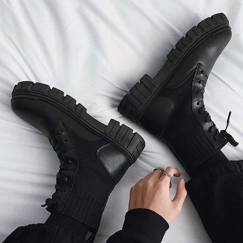 Men's 2024 Fashion Thick Heel Martin Boots, Non-Slip Durable Leather Winter Ankle Boots