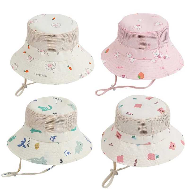 Cartoon childrens bucket hat cotton spring summer baby hat beach travel childrens sun hat girl boy accessories 2-6YW240713