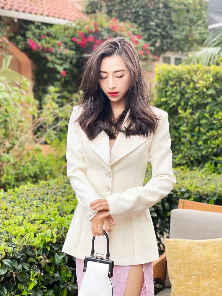 338 # Guan Xiaotong's Same Style Suit Skirt Top with Two Buttons, 2021 Autumn and Winter New French Women's Clothing Waist Sexy Oversize Dre