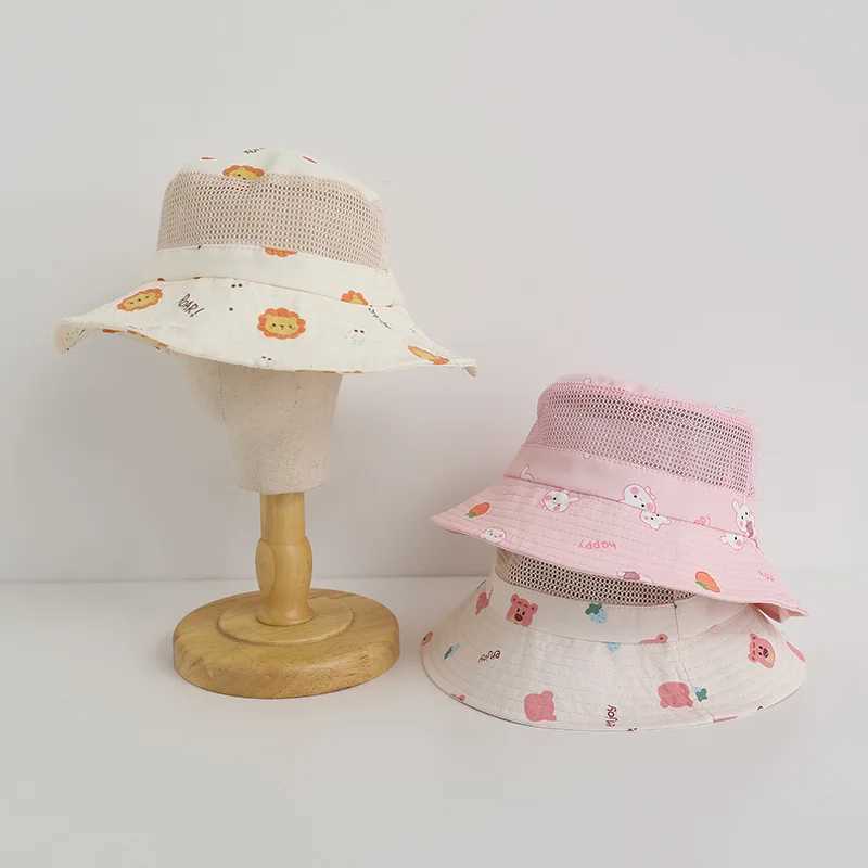 Cartoon childrens bucket hat cotton spring summer baby hat beach travel childrens sun hat girl boy accessories 2-6YW240713