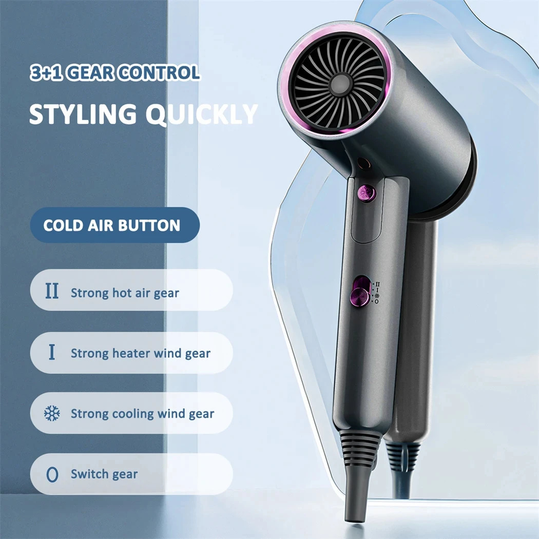 2200W Hairdryer Professional Highspeed Cold and Wind Powerful Hairdryer Negative Ion Low Noise Hair Salon Hairdryer 240708
