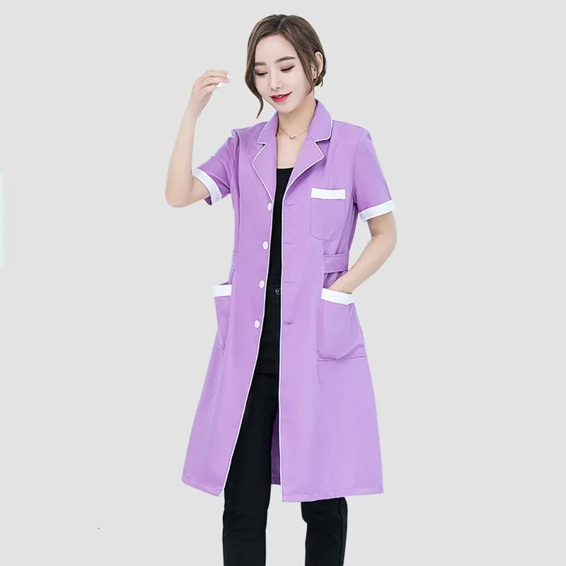 Lab Coat High quality Spa Uniforms Tattooist Work clothing Scrubs Uniforms Purple Long Sleeve Beauty Salon Work Wear Summer 240708
