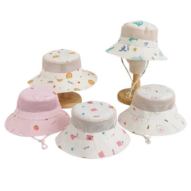 Cartoon childrens bucket hat cotton spring summer baby hat beach travel childrens sun hat girl boy accessories 2-6YW240713