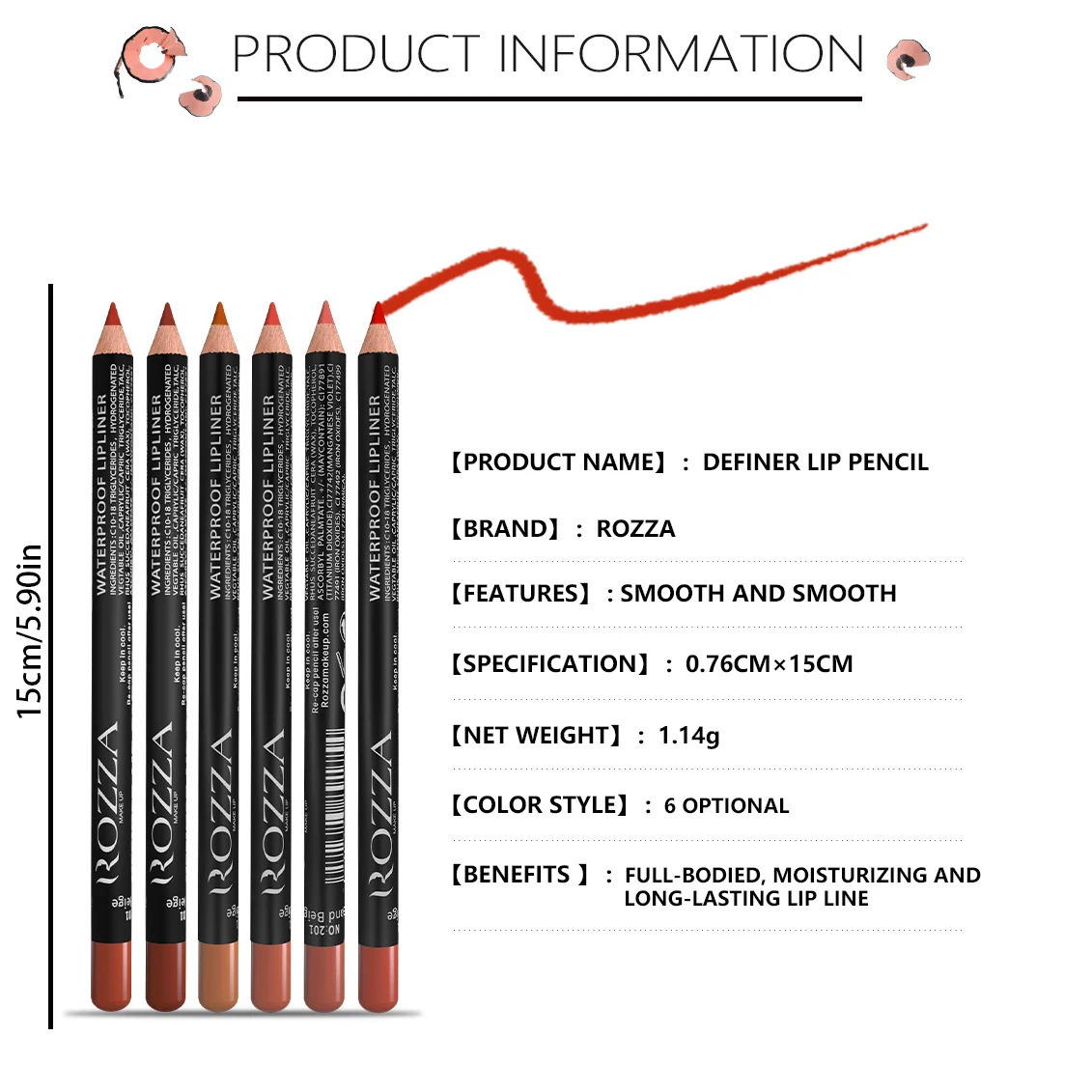 14 Color Nude Matte Lipstick Pencil Long-lasting Waterproof Lip Pencil High Pigmented Lip Liner Lip Makeup Tool 240713