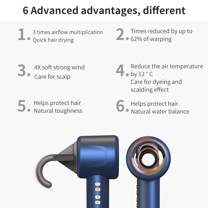 Super HairDryer 220V Leafless Personal Hair Blower Styling Negative Ion Tool Constant Anion Electric Hair Dryer 240708