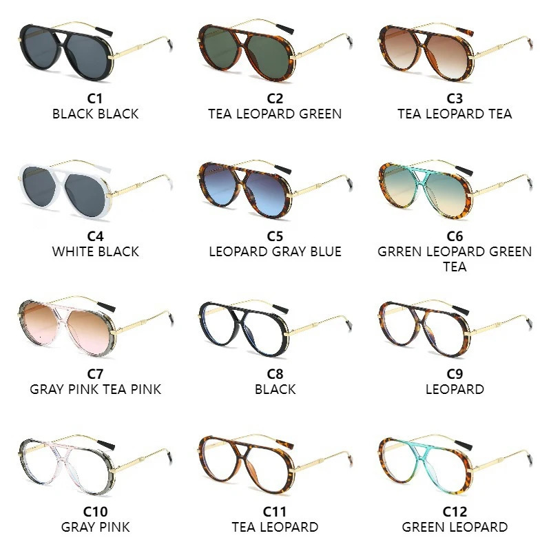 Classic Metal Retro Oval Sunglasses Women Men Vintage Style Pilot Sun Glasses Black Frame Summer Fashion Eyewear Uv400 Shades 240711