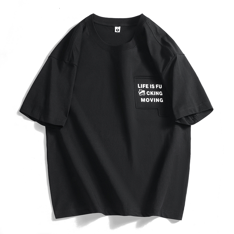 Flash delivery short sleeved T-shirt men's summer new style American casual versatile round neck top trendy brand loose breathable gas shirt