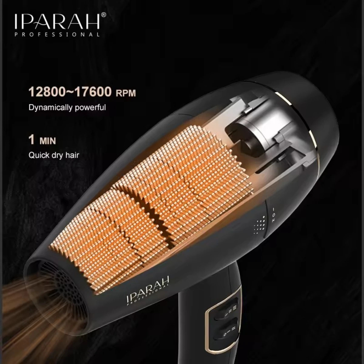 IPARAH Negative Ion Hair Care Hair Dryer Professional Low Noise Blow Dryer Leafless High Speed Powerful Hair Dryer Women P350 240708