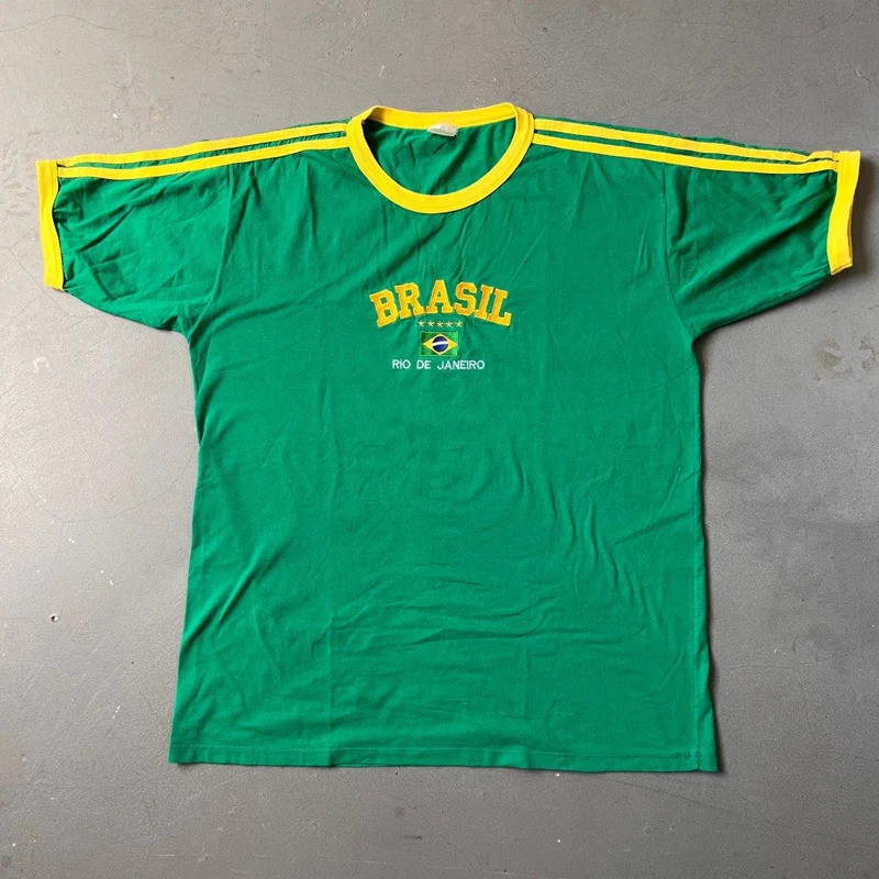 2024 Summer Womens T-shirt Brazilian Alphabet Aesthetics 90s Couple T-shirt Short sleeved Street Clothing Y2k Clothing Party 240710