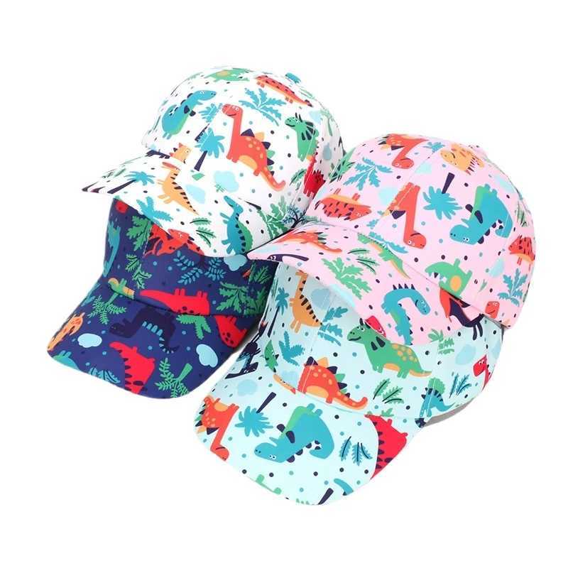 New Spring Autumn Cotton Sun Hat Childrens Summer Snapshot Hat Baby Girls and Boys Cartoon Dinosaur Childrens Baseball HatW240713