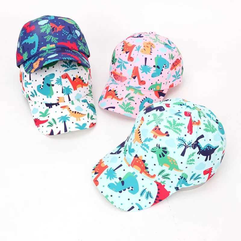 New Spring Autumn Cotton Sun Hat Childrens Summer Snapshot Hat Baby Girls and Boys Cartoon Dinosaur Childrens Baseball HatW240713