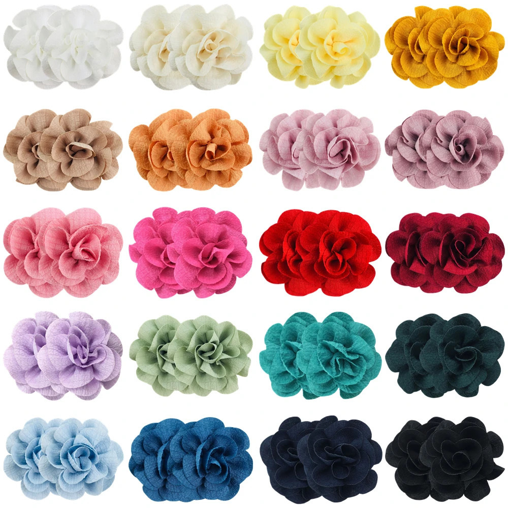 100PCS Wholesale 7CM 10CM Chiffon Ruffled Fabric Flowers Handmade Girls Hair Clips DIY Birthday Party Decorations Bridal Shower 240709