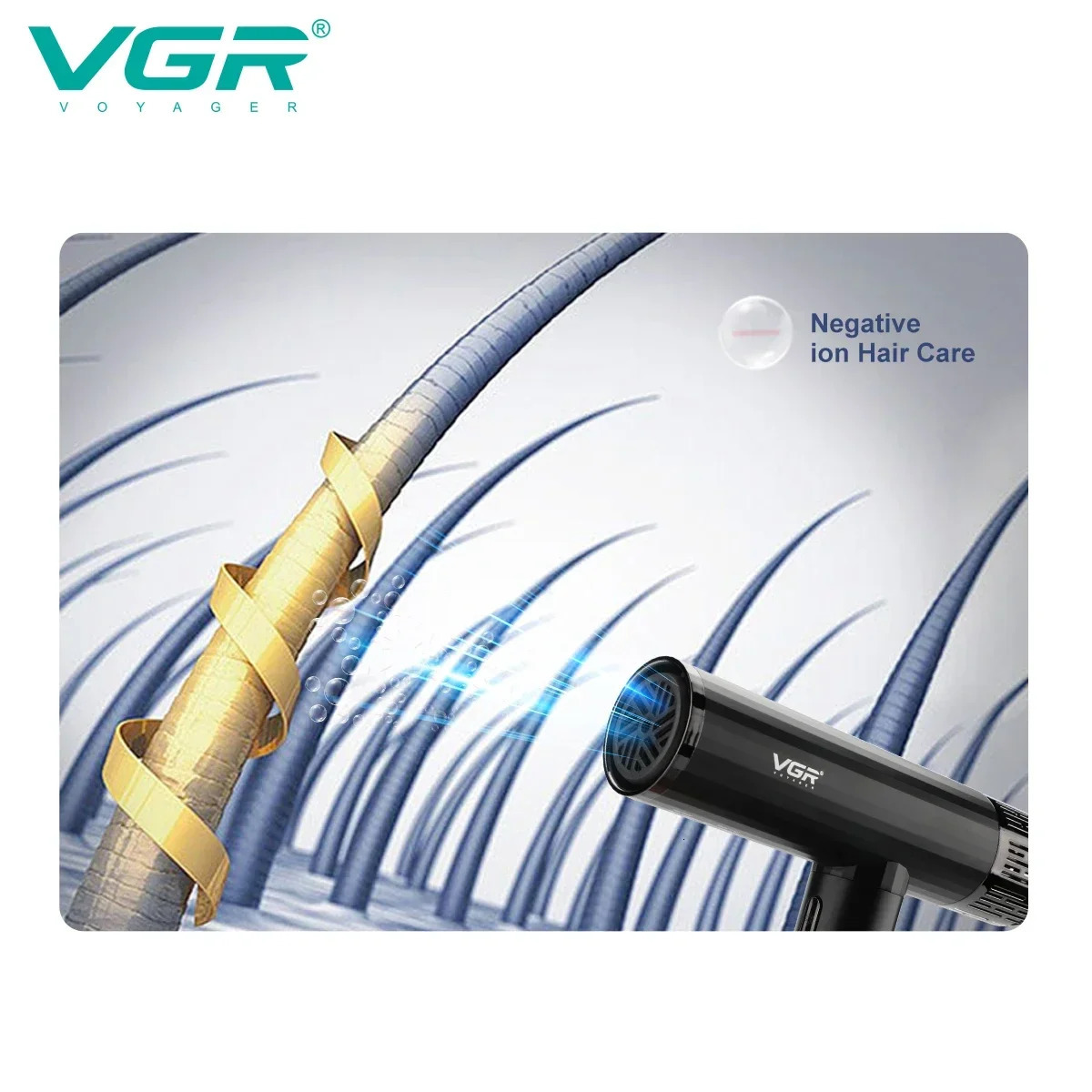 VGR Hair Dryer Professional Blow Dryer Brushless Direct Current Motor Household 110000 RPM Powerful Hair Dryer for Salon V427 240708