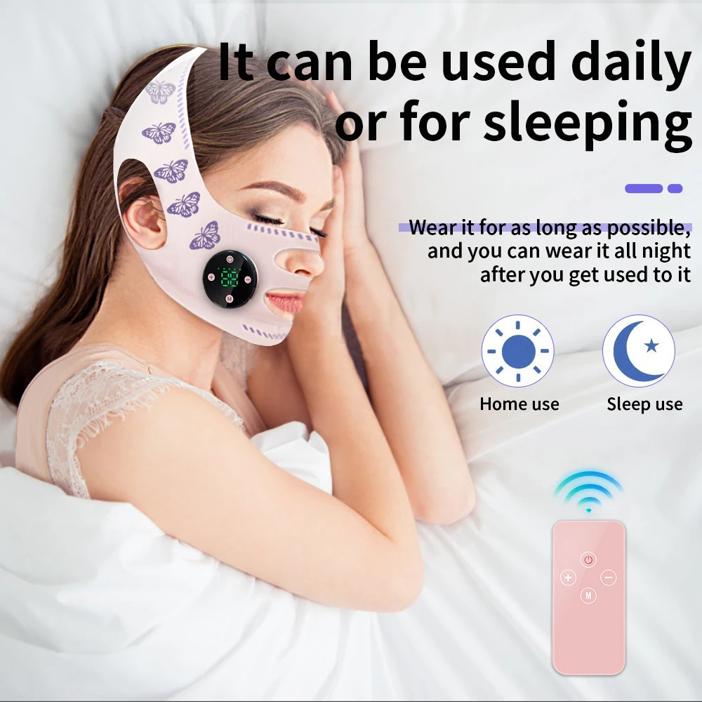 EMS Head Massage USB Charging Face Slimming Belt Face Reduce Double Chins Cheeks Improve Face Slimming mask 240713