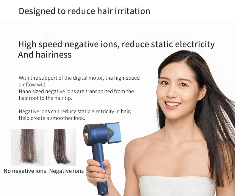 Professional Hair Dryer Leafless Hair Dryer Salon Negative Ionic Blow Hair Dryers Cold Air Blow Dryer 240708