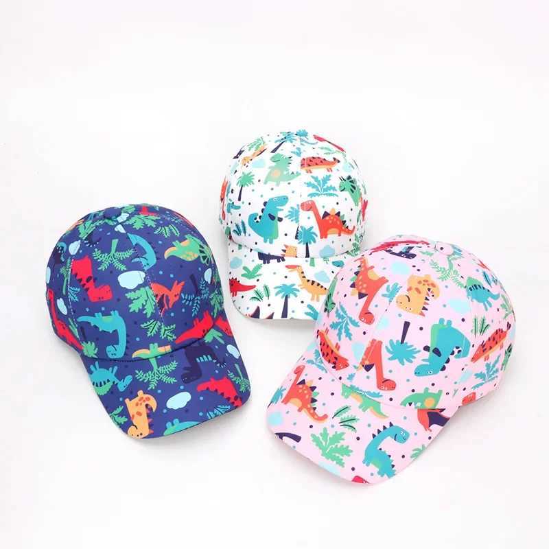 New Spring Autumn Cotton Sun Hat Childrens Summer Snapshot Hat Baby Girls and Boys Cartoon Dinosaur Childrens Baseball HatW240713