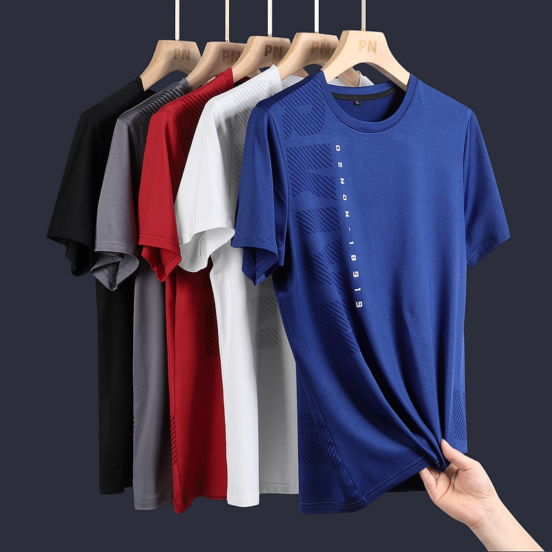 Lighing delivery sensation men's short sleeved top summer casual ice silk quick drying loose empty board ultra-thin outdoor T-shirt
