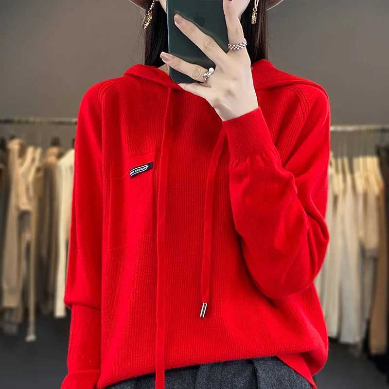 Women's Sweaters 2023 Autumn and Winter Selected Cashmere Hoodies Womens Loose Hoodies Knitted Hoodies Womens Sweaters J240708