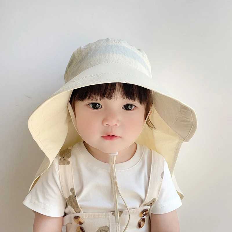Childrens Quick Drying Sun Hat Summer Big Brim Panama Hat Belt ShWl Outdoor Beach Travel Childrens Fishermans HatW240713