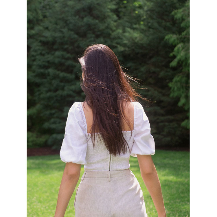 233ref Pure White Linen Top 2020 Summer New French Style Women's Clothing Chiffon Floral Dress Temperament Bifurcated Waist Novelty Lace Dress Ro