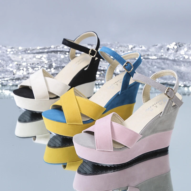 2024 Women Wedges Sandals Summer Mixed Colors Platform Sandals Women Casual Shoes High Heel Sandalias Mujer 240708
