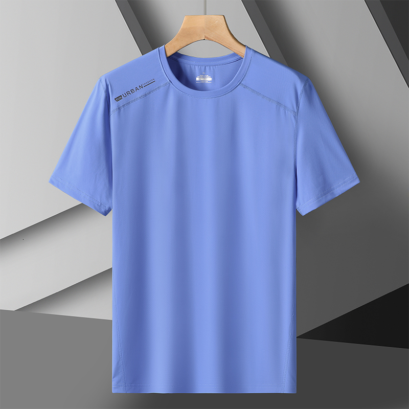 Flash Delivery Summer Ice Silk Quick drying T-shirt for Sports Outdoor Short sleeved Men's Live Printing Personalized Korean Edition