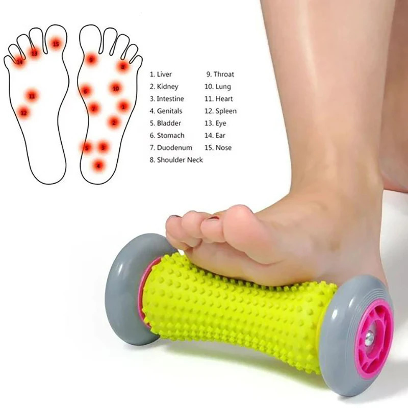 Foot massage roller fascia roller full body muscle manual massage leg and neck relaxation device blue and pink 240713
